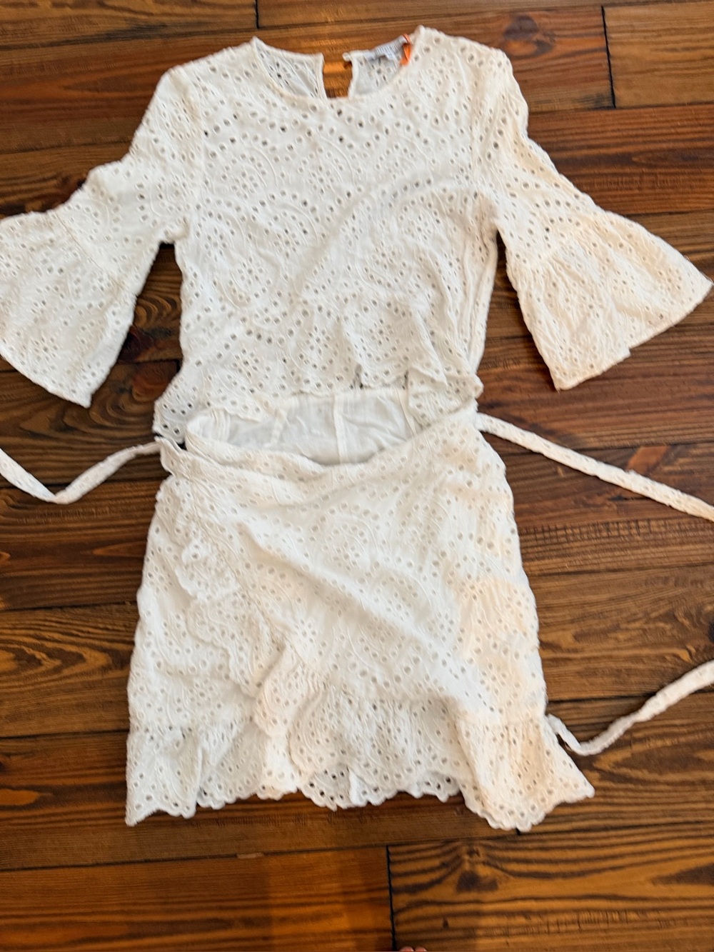 Olivaceous White Eyelet Mini Dress